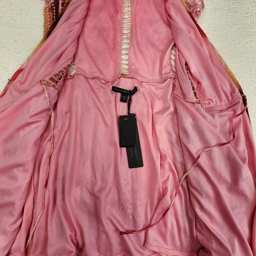 Cecelia De Bucourt NWT Pink Handcrafted Beaded Dress Size Small - Picture 5 of 13